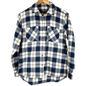 Outdoor Research NWT Feedback Flannel Shirt Blue White Size S UPF 50+ Plaid